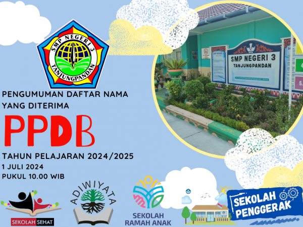 Daftar Nama Siswa diterima di SMPN 3 Tanjungpandan Tahun Pelajaran 2024/2025